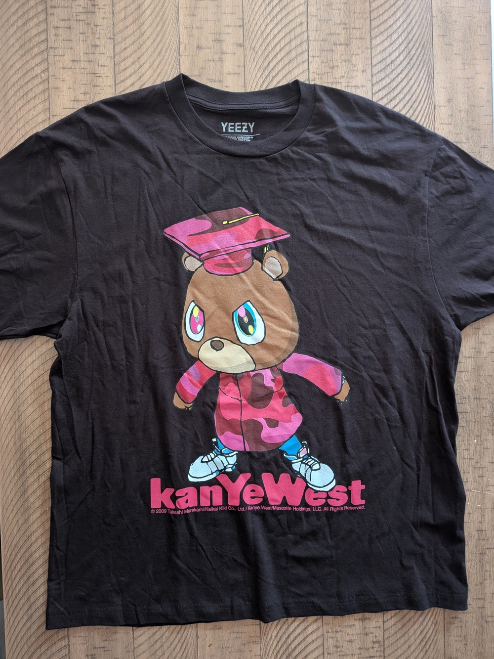 Yeezy Kanye West Graduation Bear T-Shirt Takashi Murakami Black LARGE NEW